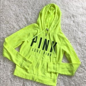 VS Pink Neon Yellow ZipUp Hoodie